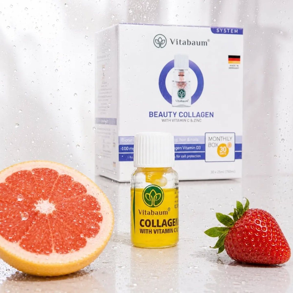 Vitabaum Beauty Collagen хуруу шил грейпфрут, гүзээлзгэнэ зэрэг C витамин ихтэй жимстэй